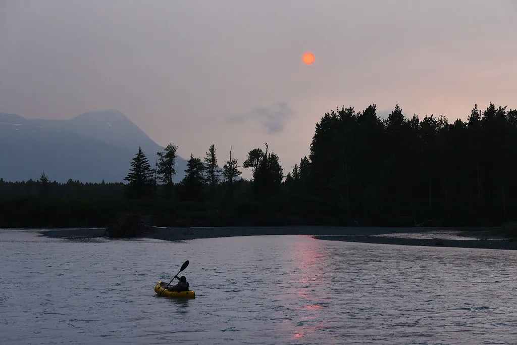 Packrafting on Portage Creek. Chugach National Forest, Alaska